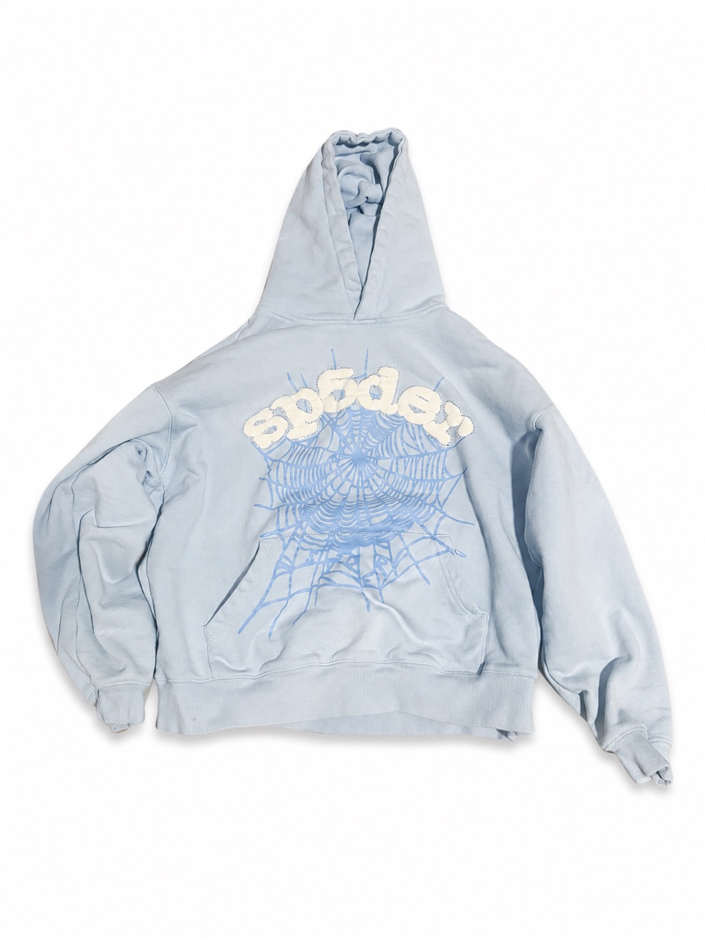 Light Blue Spider Graphic Men's Crewneck Hoodie